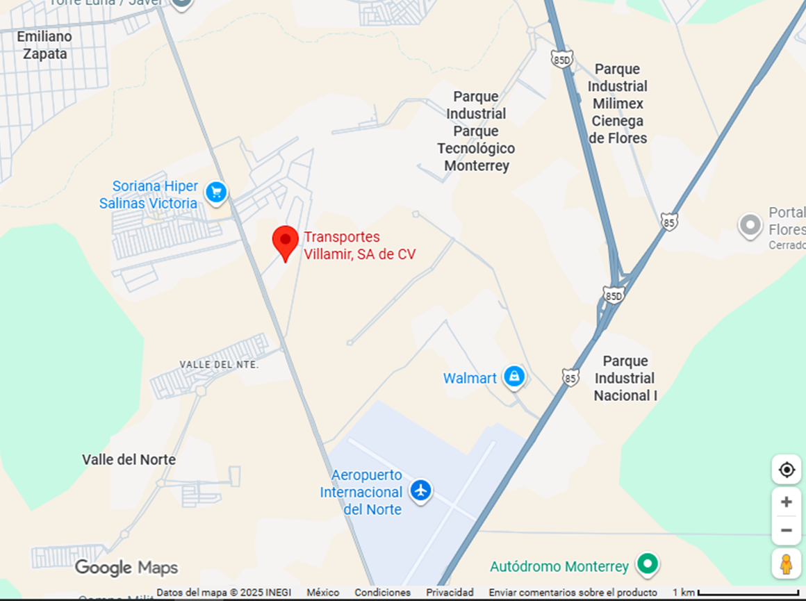 Ubicación del taller de Transportes Villamir en Google Maps